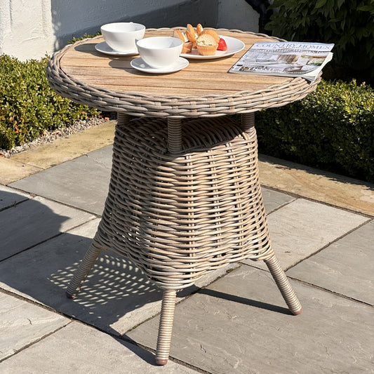 Amalfi Collection Outdoor Bistro Table With Wood Top - Opulent Living